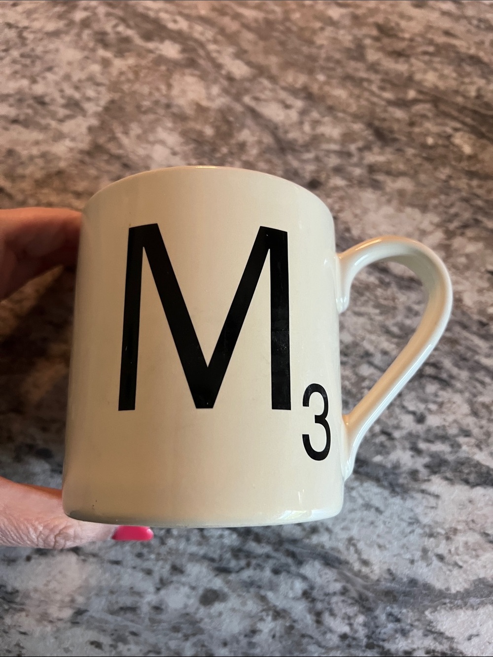 Monogram M3 Ceramic Mug in Cream with Black Lettering GUC